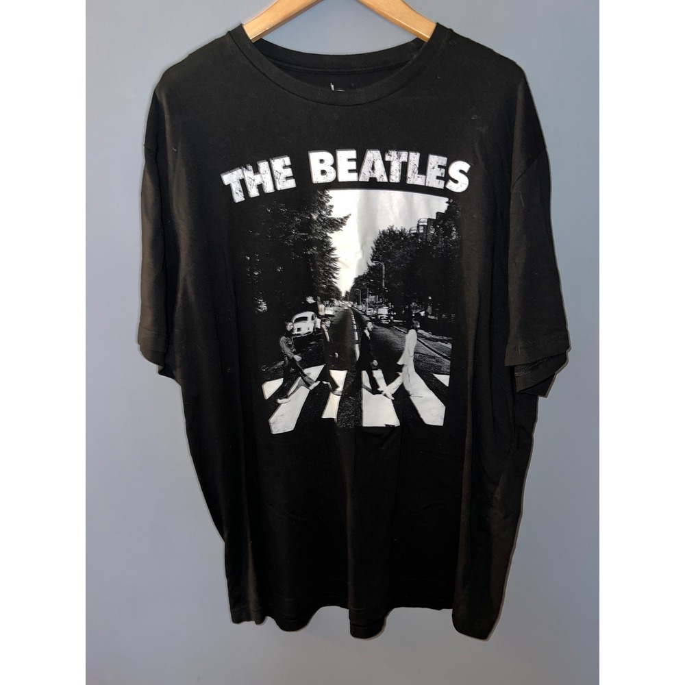 The Beatles Abbey Road Graphic T-Shirt Black XLT Short Sleeve‎ Rock Band Tee